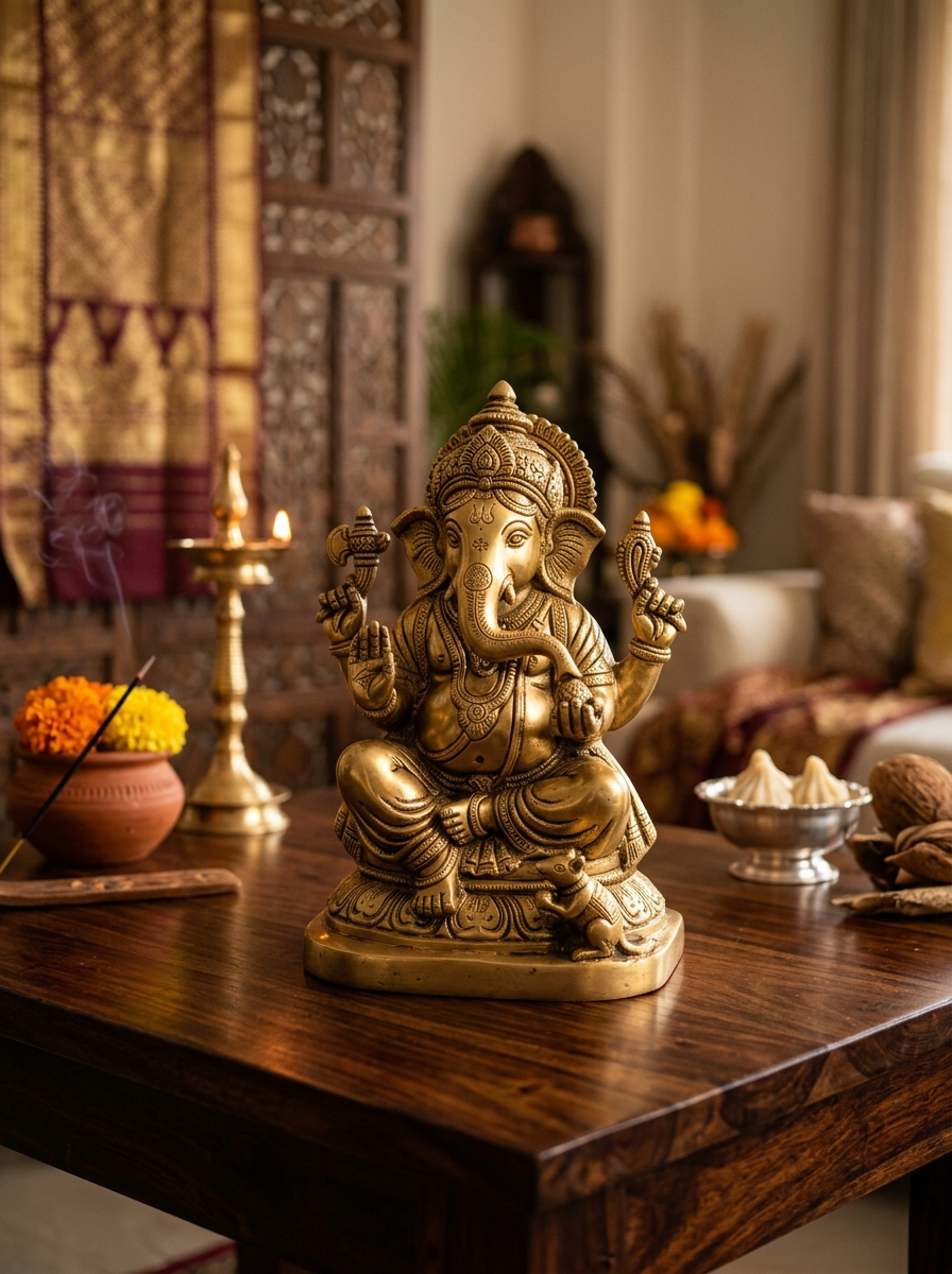 Exquisite Brass Ganesha Idol by Kalakriti Heritage