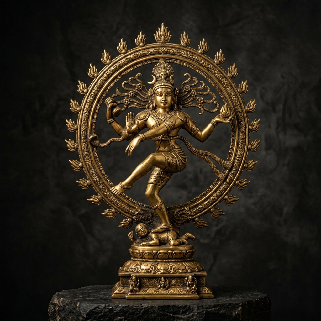 Artisan crafting Nataraja statue